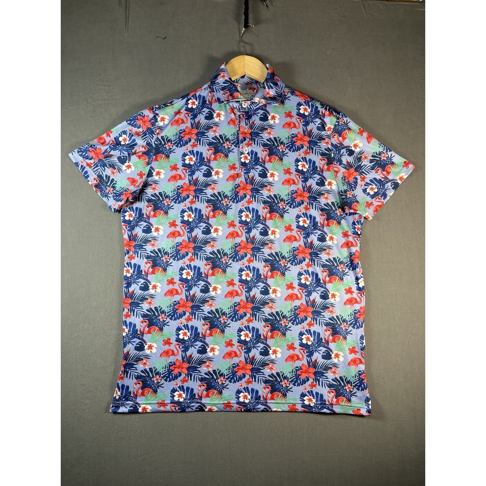 TailorByrd Golf Polo Short Sleeve Flamingo Print Sz Small Men